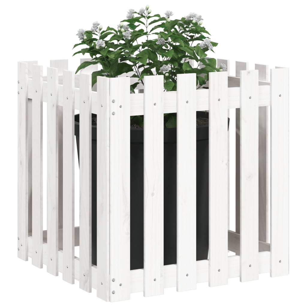 Plantekasse stakhegn Design Hvid 60x60x60cm Massiv fyrretræ