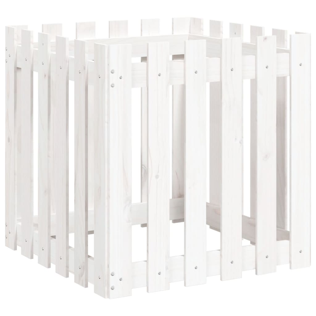 Plantekasse stakhegn Design Hvid 60x60x60cm Massiv fyrretræ