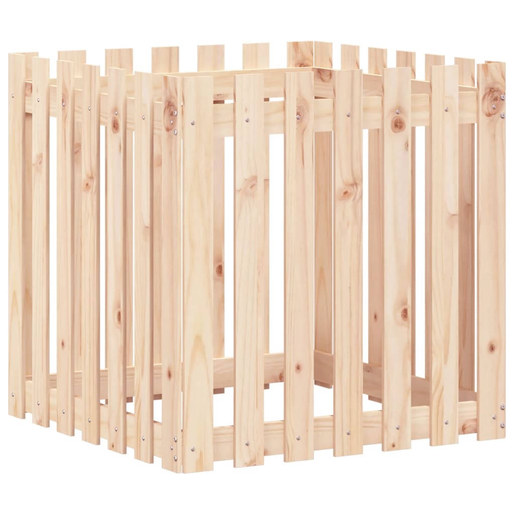 Plantekasse stakit design 70x70x70 cm massivt fyrretræ
