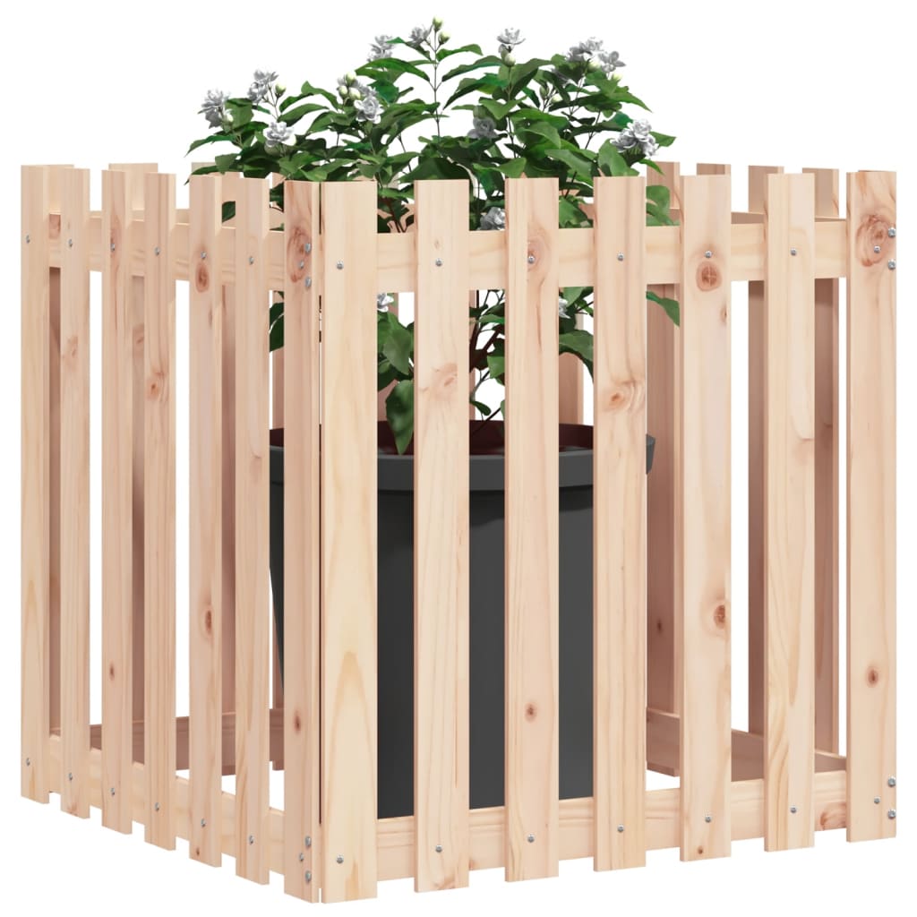 Plantekasse stakit design 70x70x70 cm massivt fyrretræ