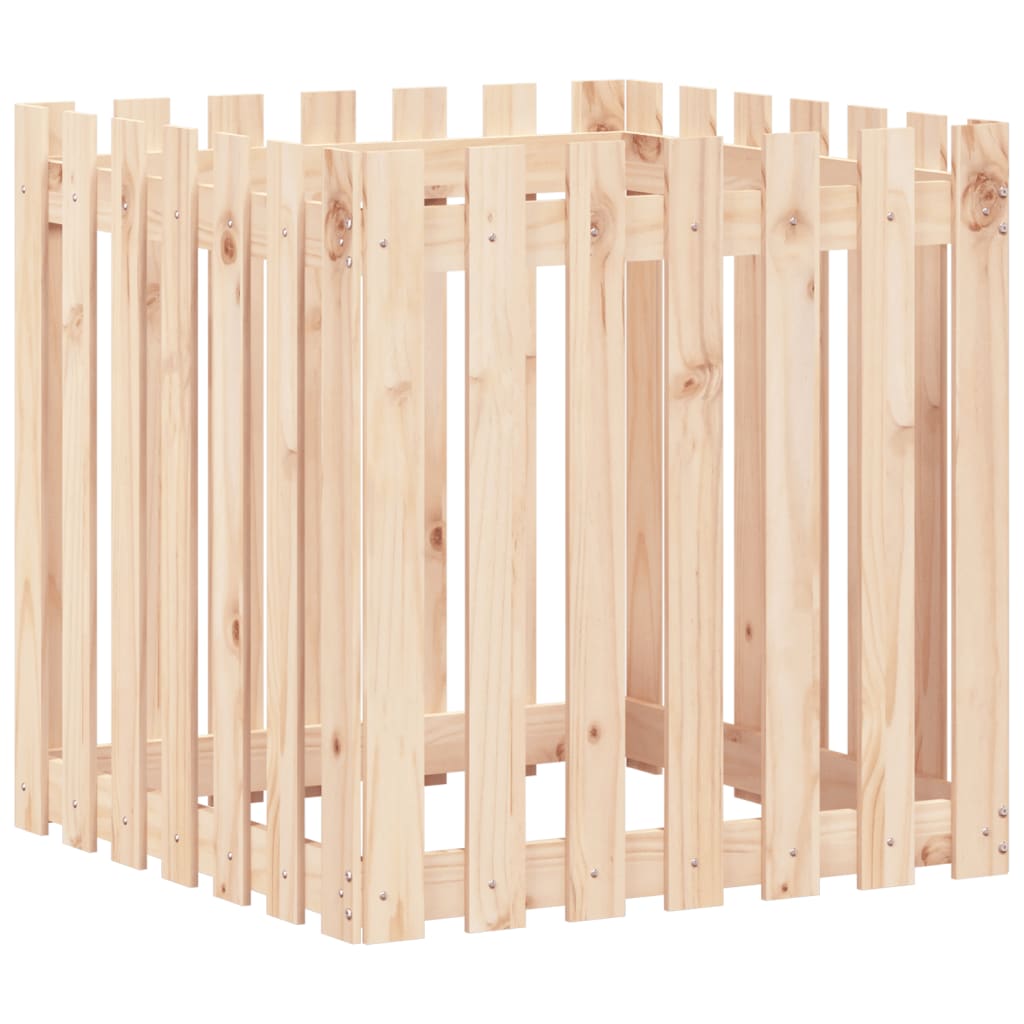 Plantekasse stakit design 70x70x70 cm massivt fyrretræ