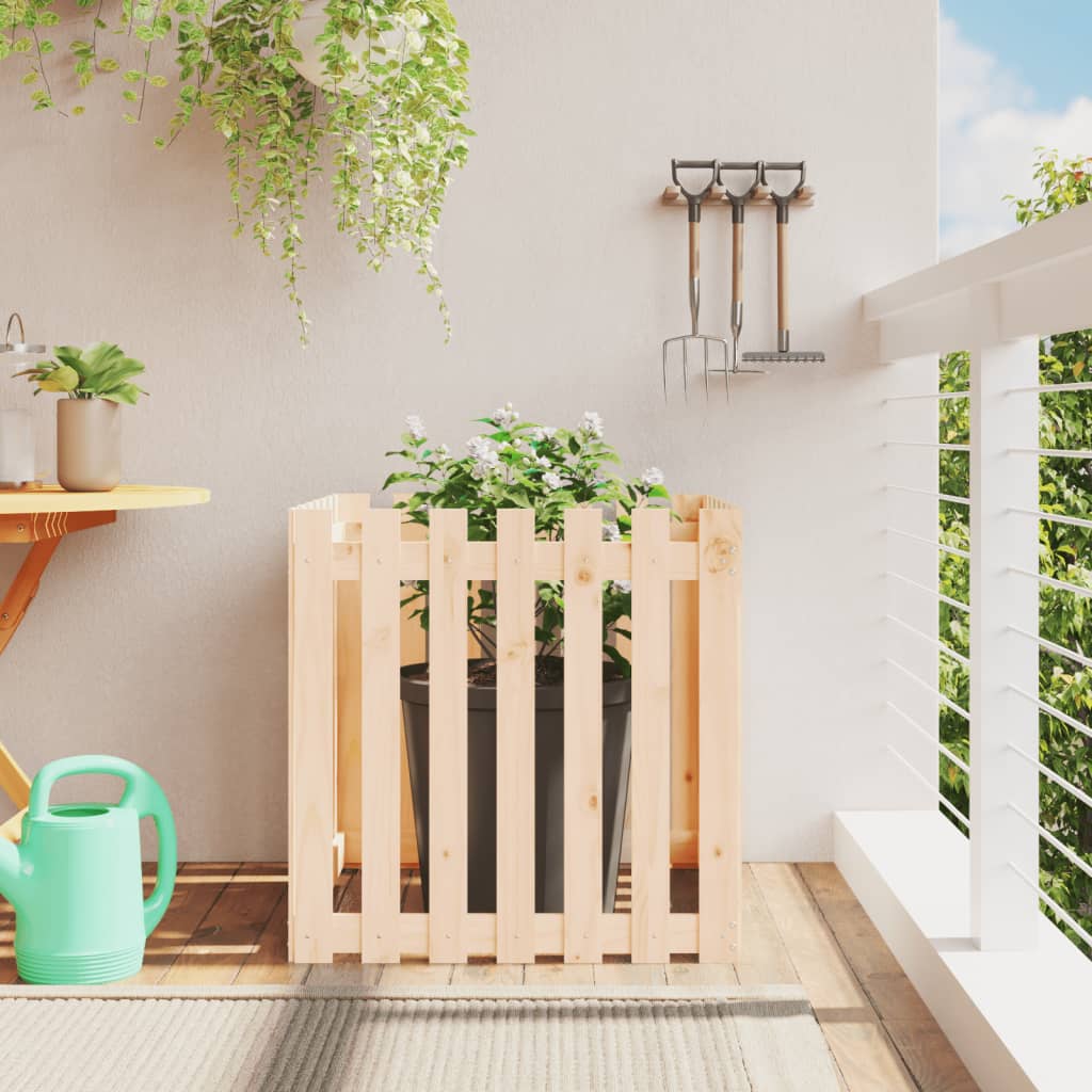 Plantekasse stakit design 70x70x70 cm massivt fyrretræ