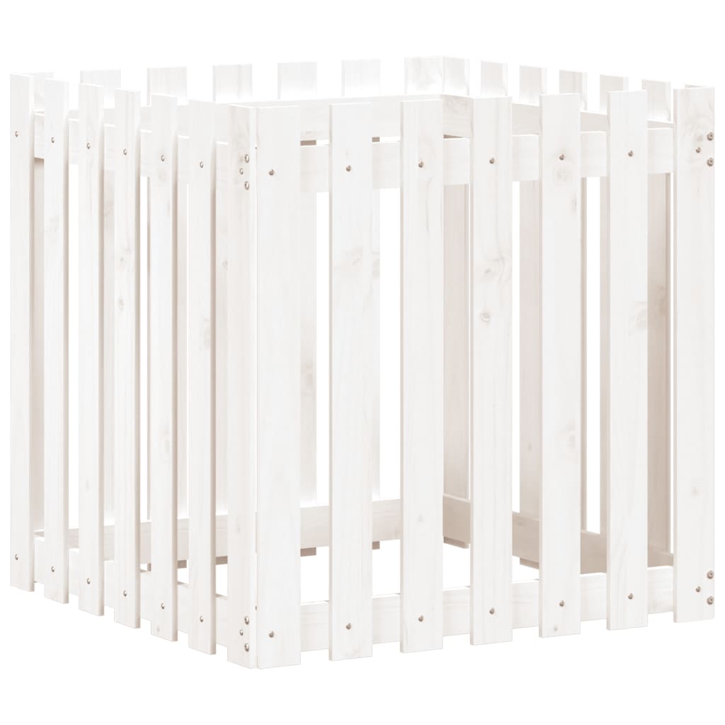 Plantekasse stakhegn Design Hvid 70x70x70cm Massiv Fyr