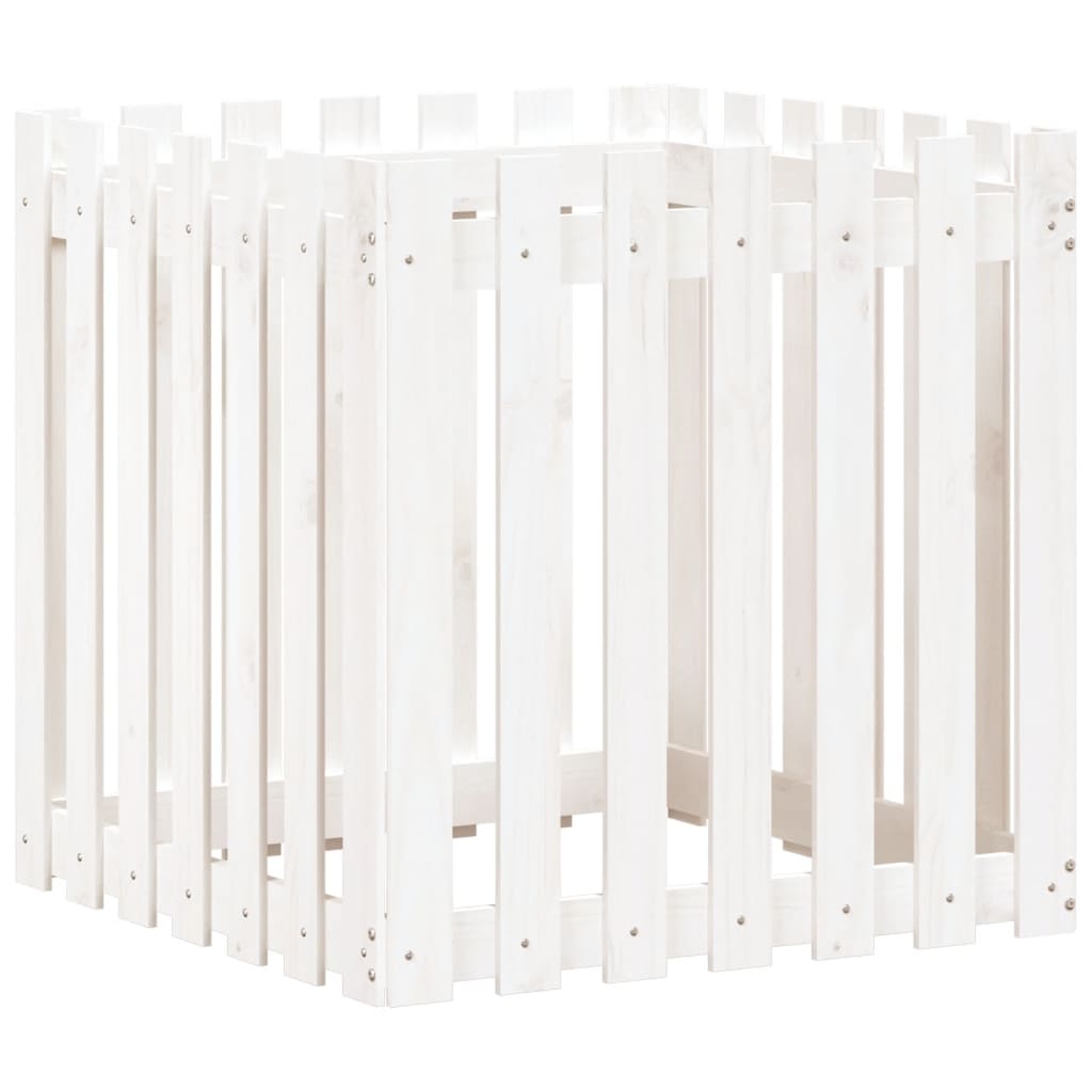 Plantekasse stakhegn Design Hvid 70x70x70cm Massiv Fyr