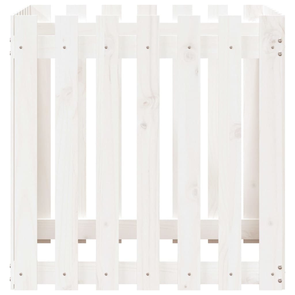 Plantekasse stakhegn Design Hvid 70x70x70cm Massiv Fyr