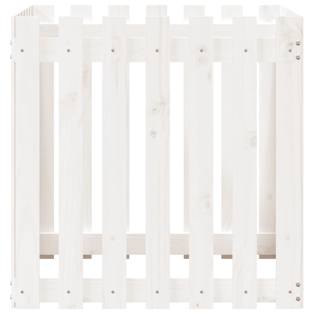 Plantekasse stakhegn Design Hvid 70x70x70cm Massiv Fyr