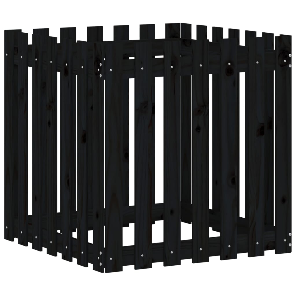 Plantekasse stakhegn Design Sort 70x70x70 cm Fyrretræ