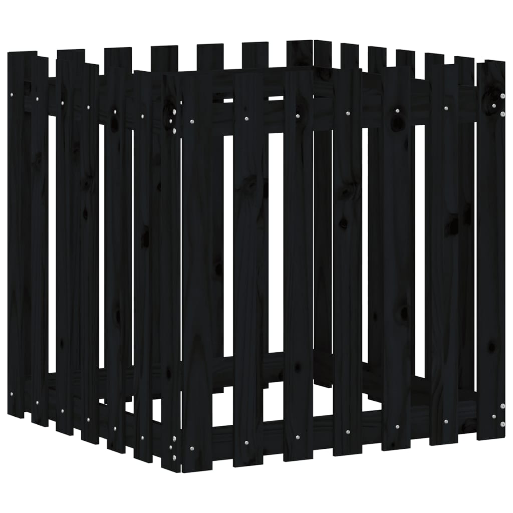 Plantekasse stakhegn Design Sort 70x70x70 cm Fyrretræ