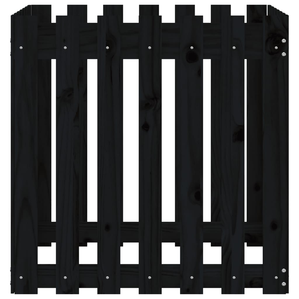 Plantekasse stakhegn Design Sort 70x70x70 cm Fyrretræ