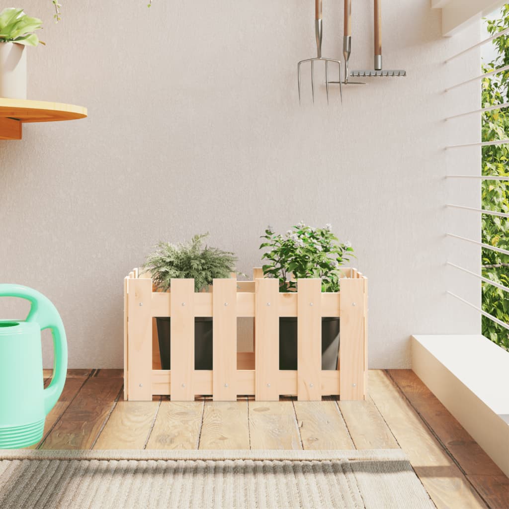 Plantekasse stakit design 60x30x30 cm massivt fyrretræ