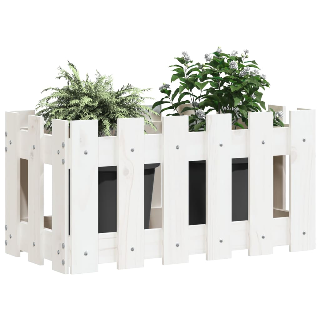 Plantekasse stakhegn Design Hvid 60x30x30 cm Fyrretræ