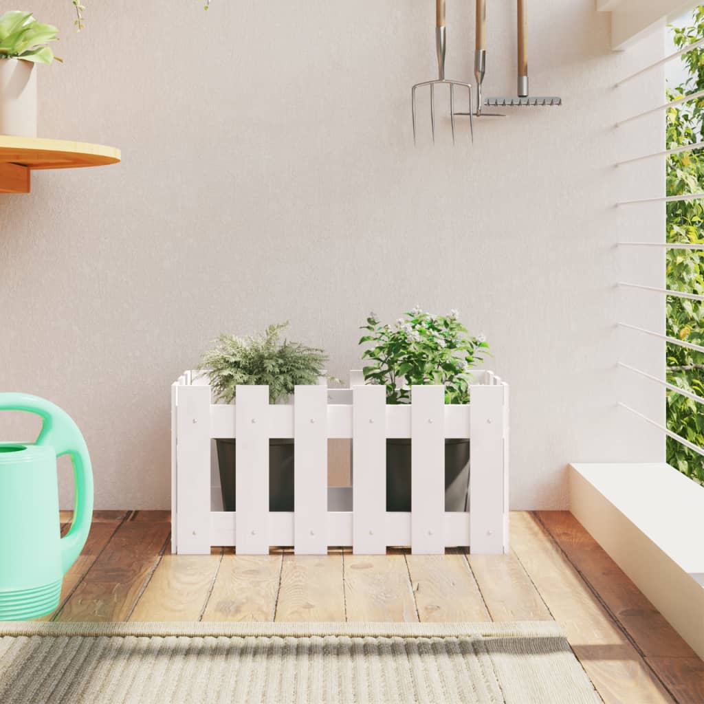Plantekasse stakhegn Design Hvid 60x30x30 cm Fyrretræ