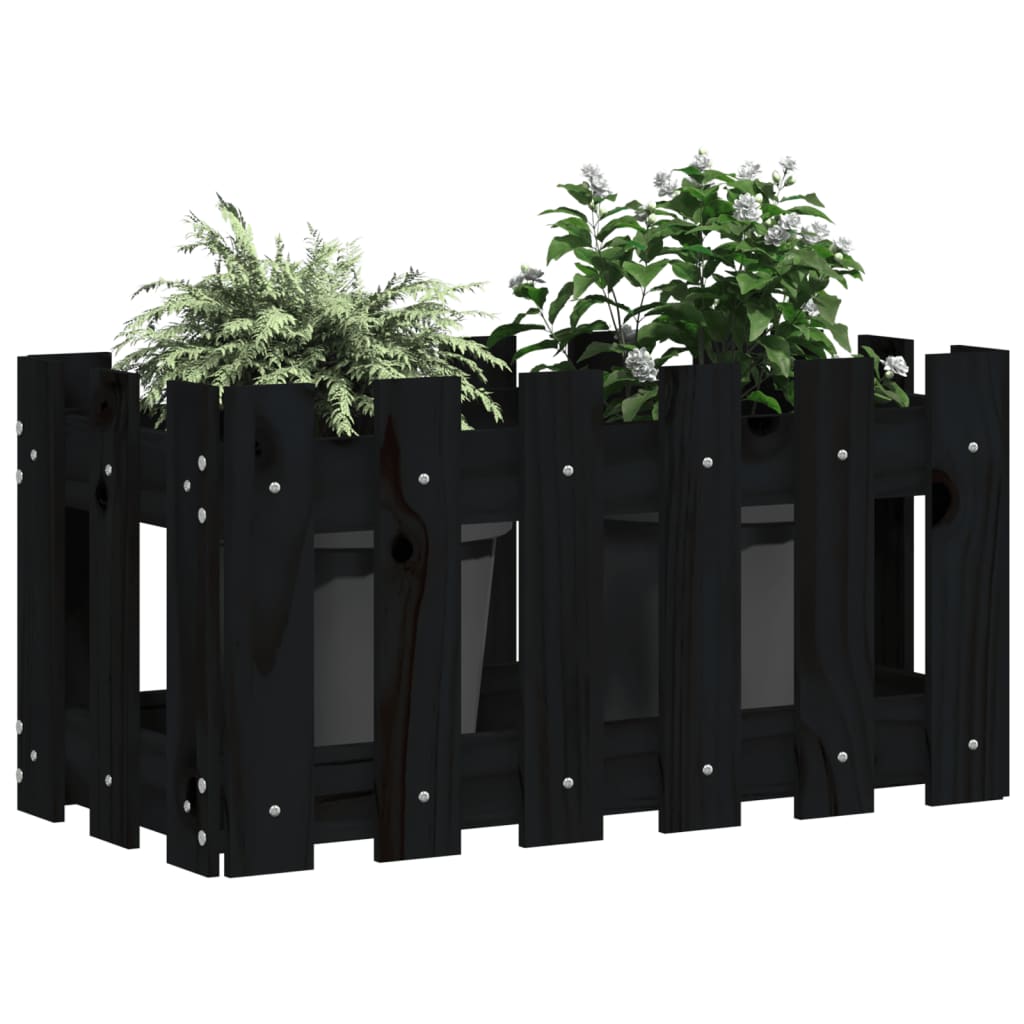 Plantekasse stakhegn Design Sort 60x30x30 cm Fyrretræ