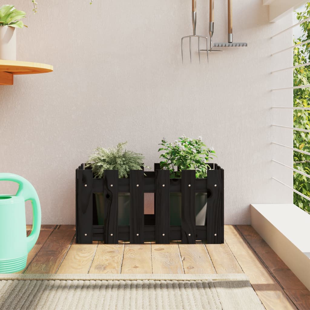 Plantekasse stakhegn Design Sort 60x30x30 cm Fyrretræ