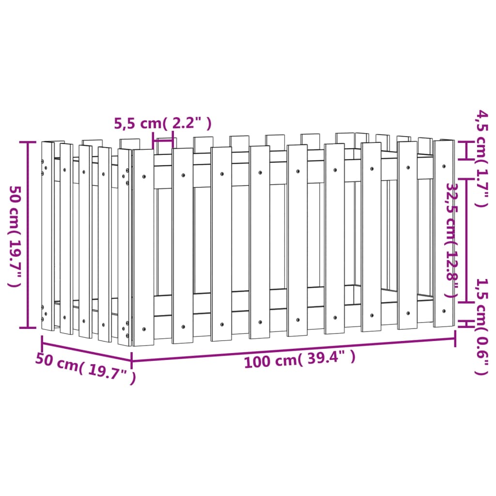 Højsengs stakit design 100x50x50 cm massivt fyrretræ
