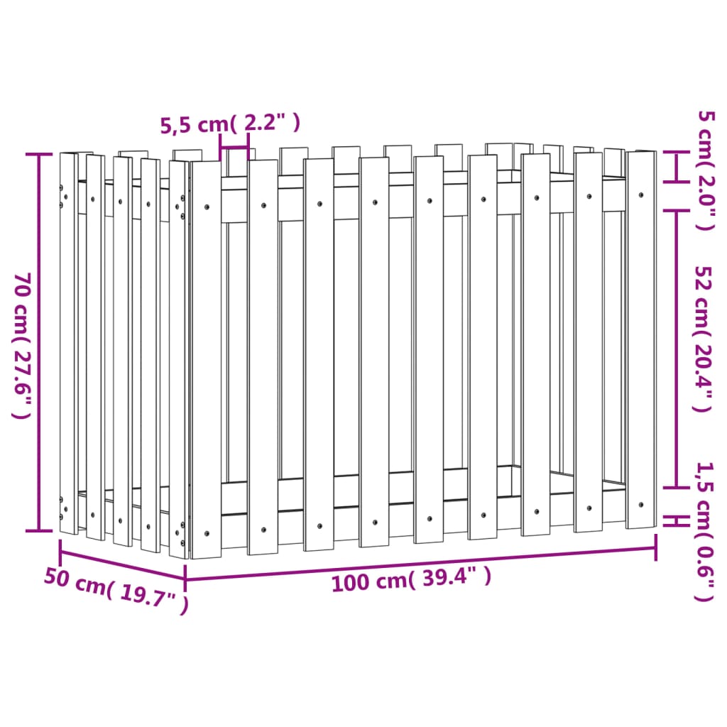 Højsengs stakit design 100x50x70 cm massivt fyrretræ