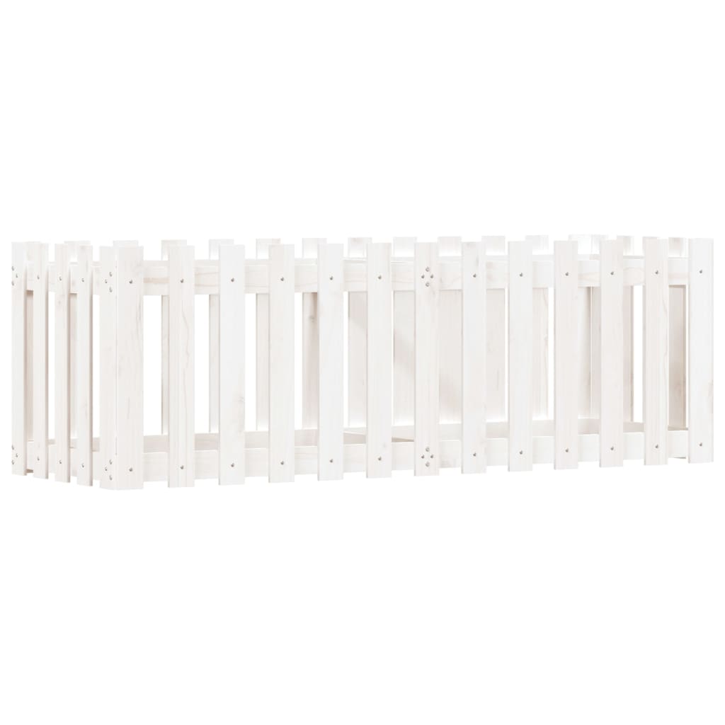 Højbede stakit design hvid 150x50x50 cm massiv fyrretræ