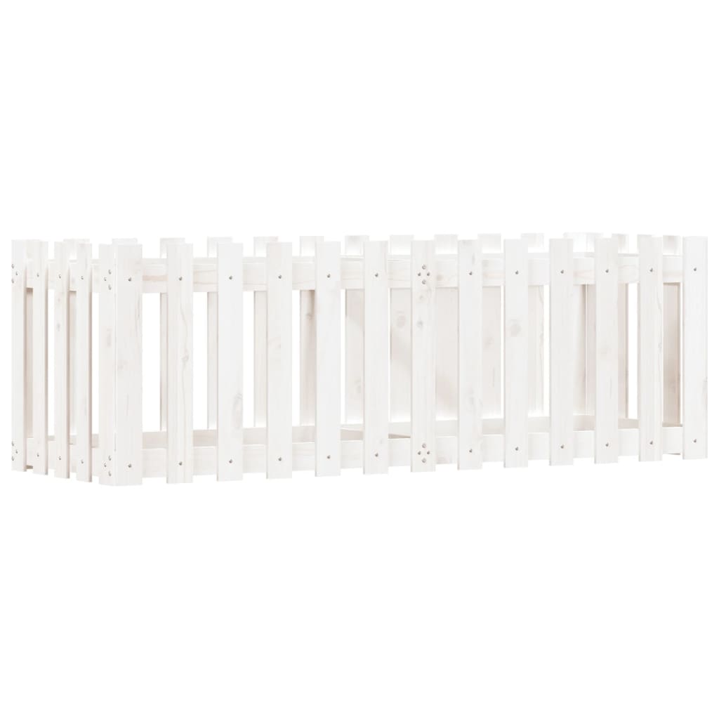 Højbede stakit design hvid 150x50x50 cm massiv fyrretræ