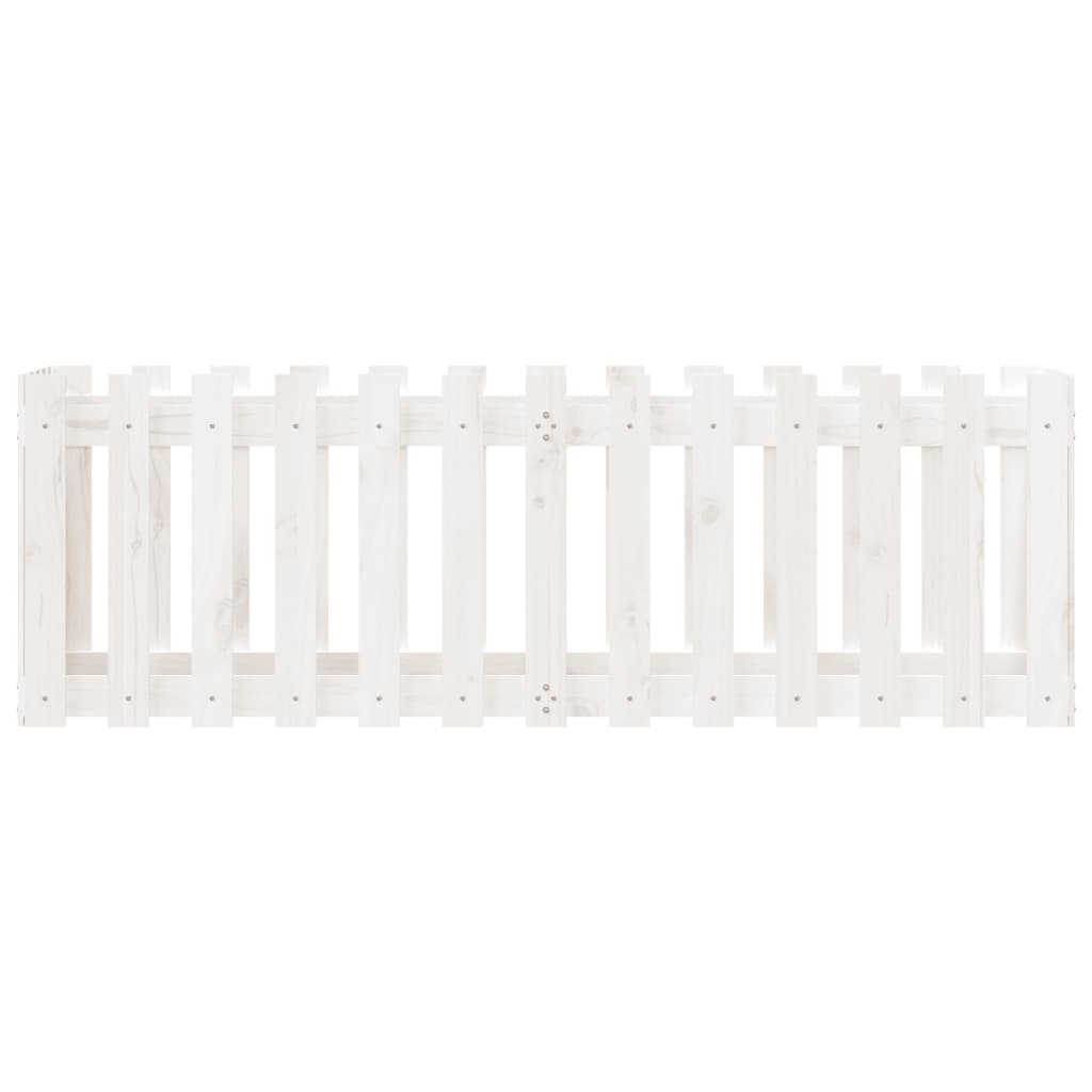 Højbede stakit design hvid 150x50x50 cm massiv fyrretræ