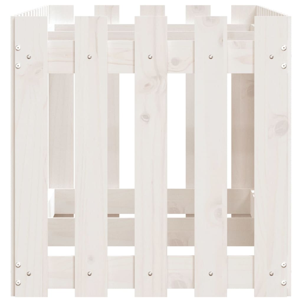 Højbede stakit design hvid 150x50x50 cm massiv fyrretræ