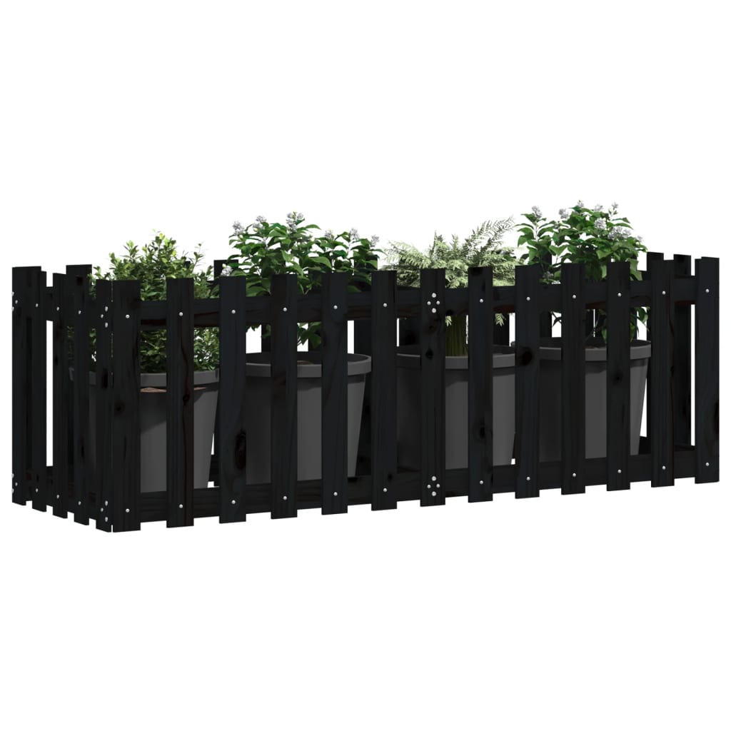 Højseng Lamel Design Sort 150x50x50 cm Massiv Fyr