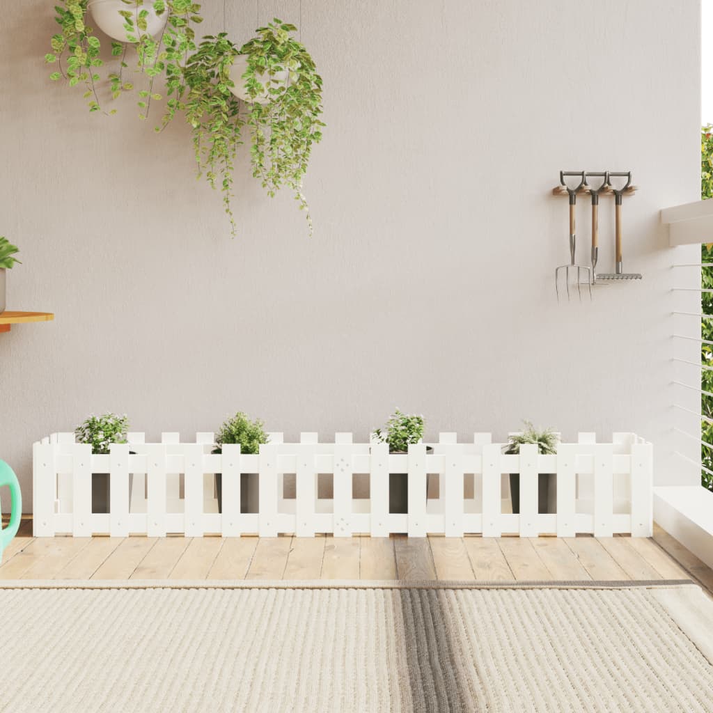 Højseng stakhegn Design Hvid 200x30x30 cm Massiv fyrretræ