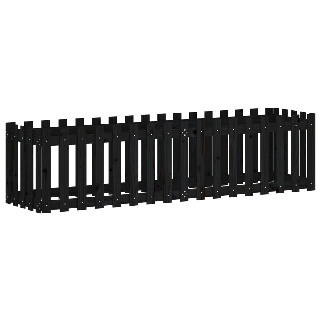 Højseng Lamel Design Sort 200x50x50 cm Massiv Fyr