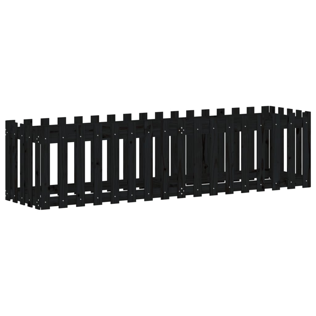 Højseng Lamel Design Sort 200x50x50 cm Massiv Fyr