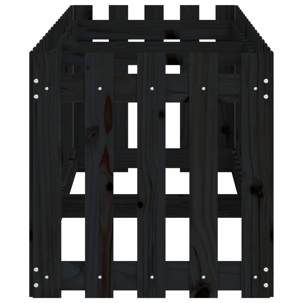 Højseng Lamel Design Sort 200x50x50 cm Massiv Fyr