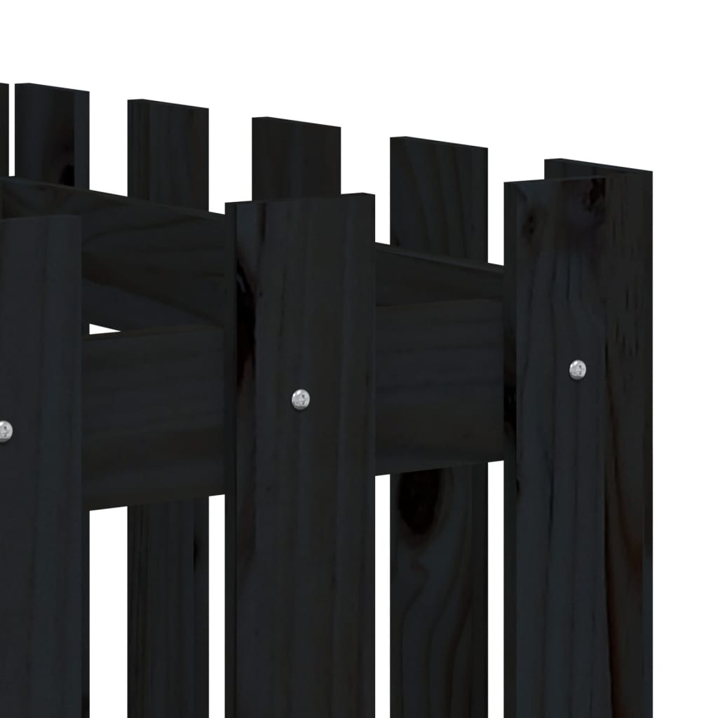 Højseng Lamel Design Sort 200x50x50 cm Massiv Fyr