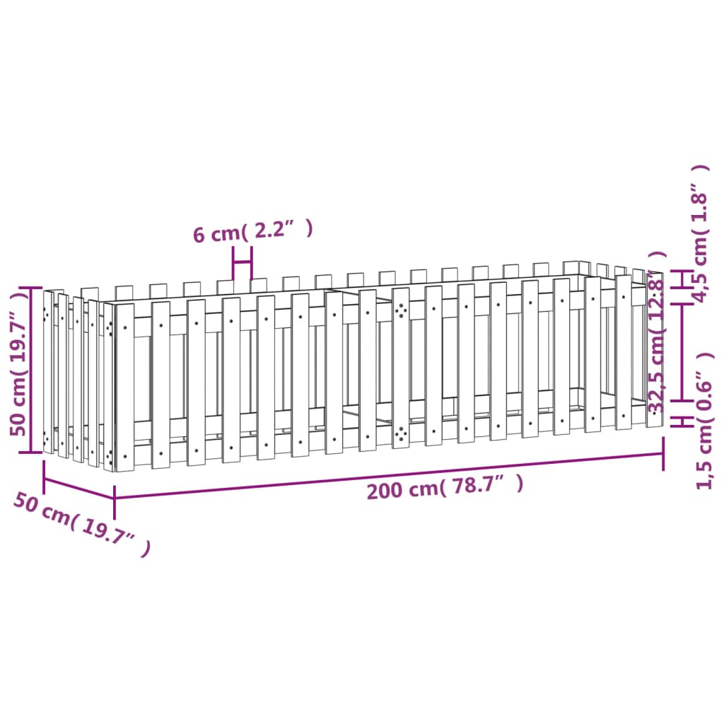 Højseng Lamel Design Sort 200x50x50 cm Massiv Fyr