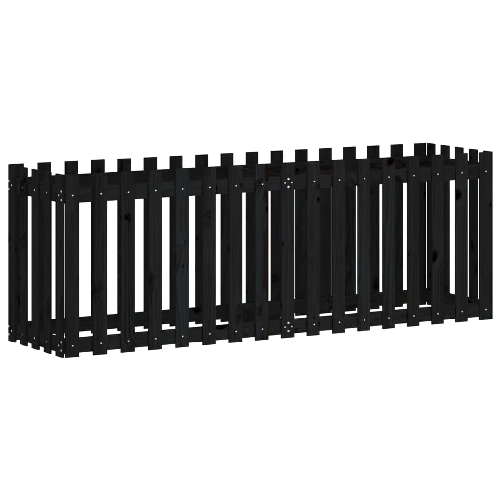 Højseng Lamel Design Sort 200x50x70 cm Massiv Fyr