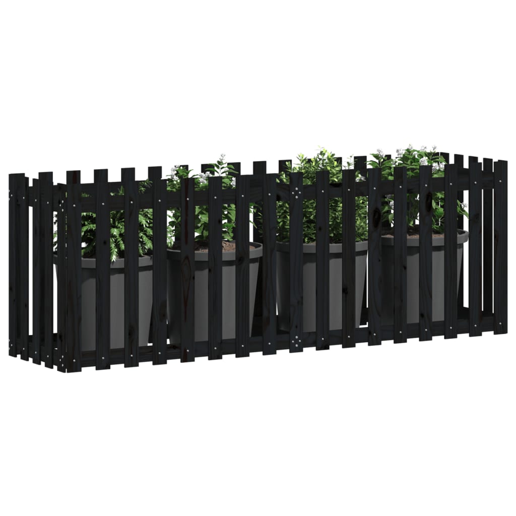 Højseng Lamel Design Sort 200x50x70 cm Massiv Fyr