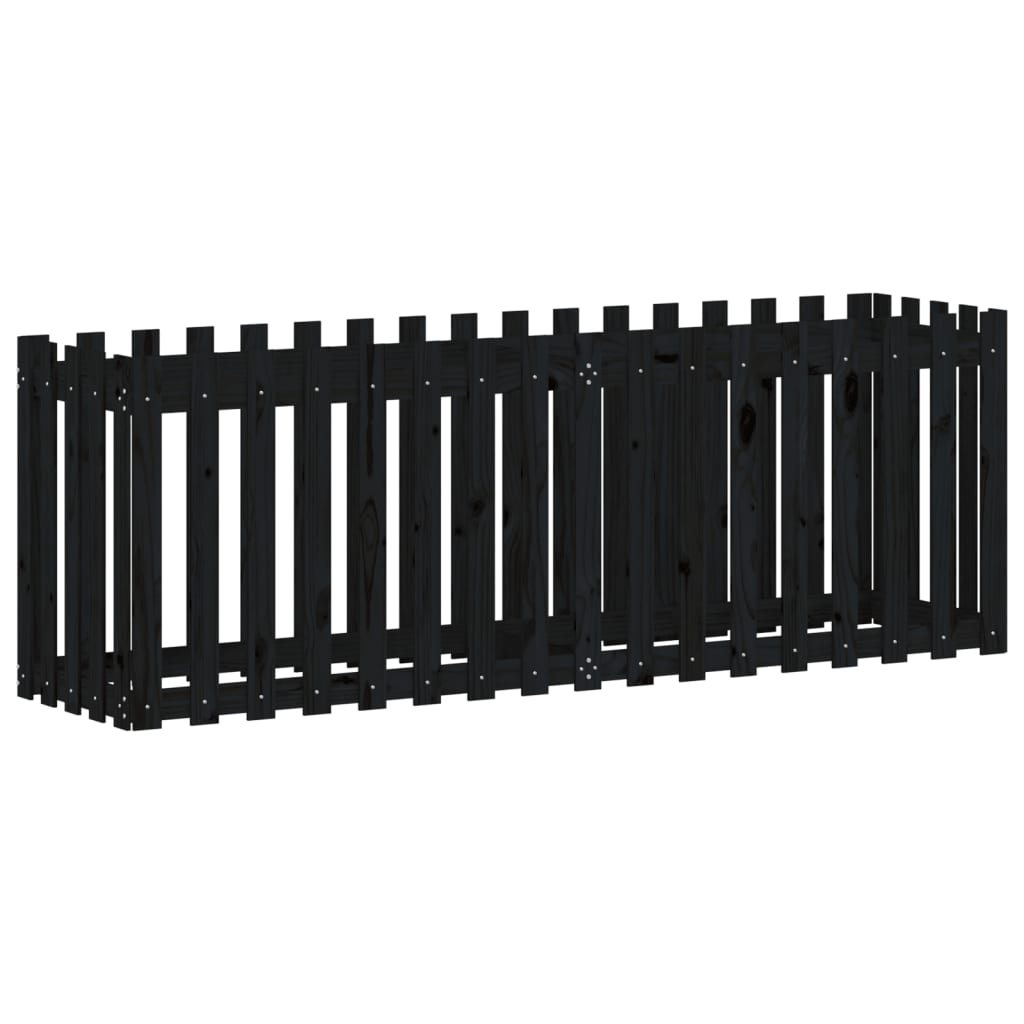 Højseng Lamel Design Sort 200x50x70 cm Massiv Fyr