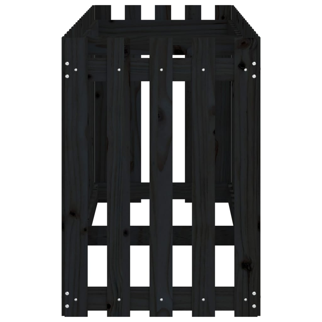 Højseng Lamel Design Sort 200x50x70 cm Massiv Fyr