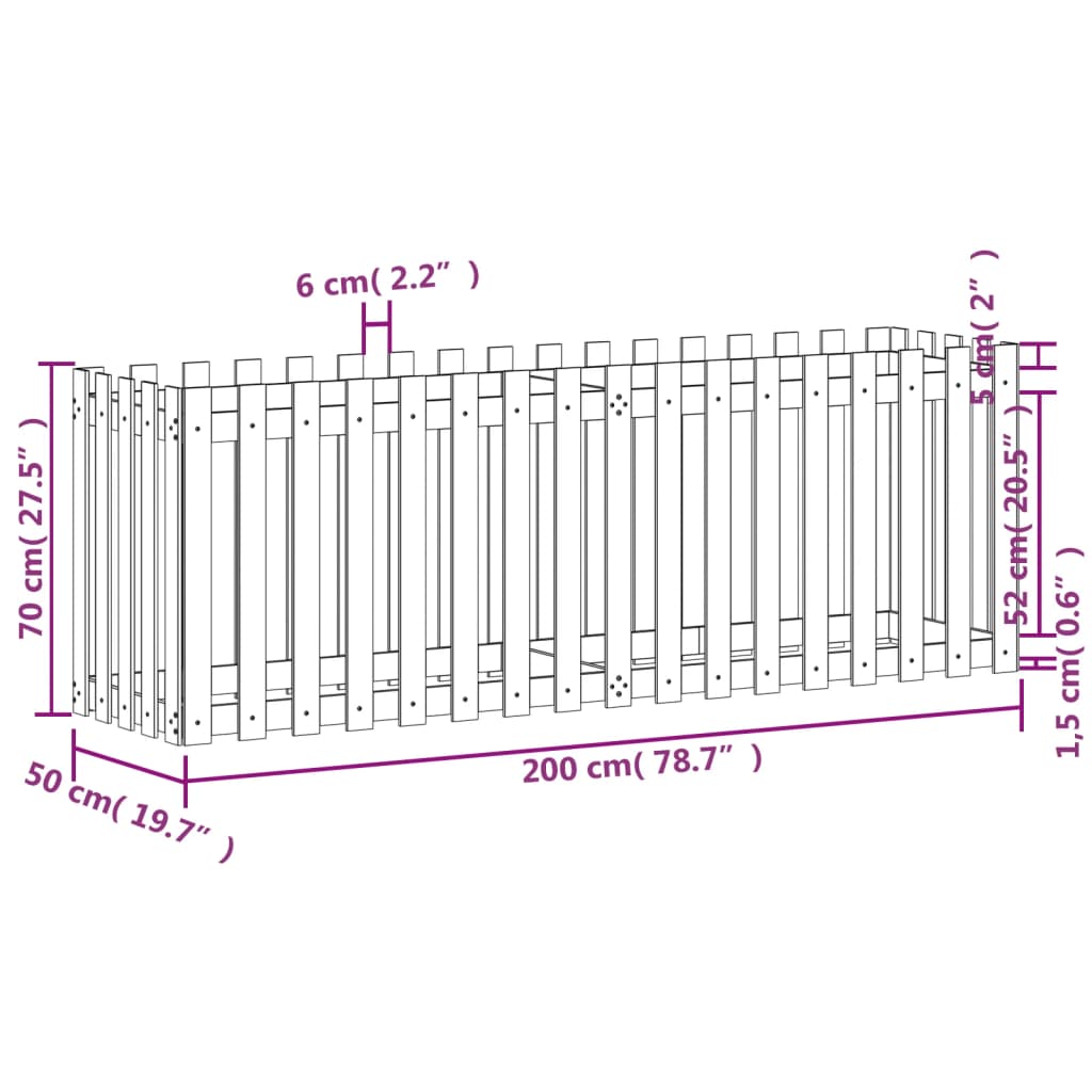 Højseng Lamel Design Sort 200x50x70 cm Massiv Fyr