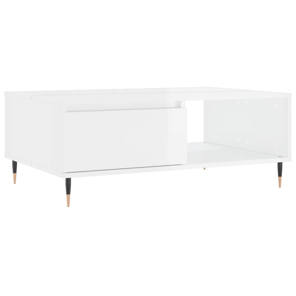 Sofabord højglans hvid 90x60x35 cm træmateriale