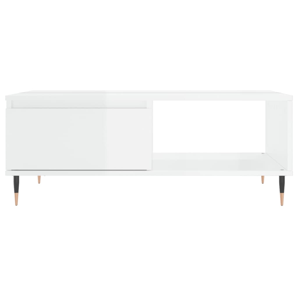 Sofabord højglans hvid 90x60x35 cm træmateriale