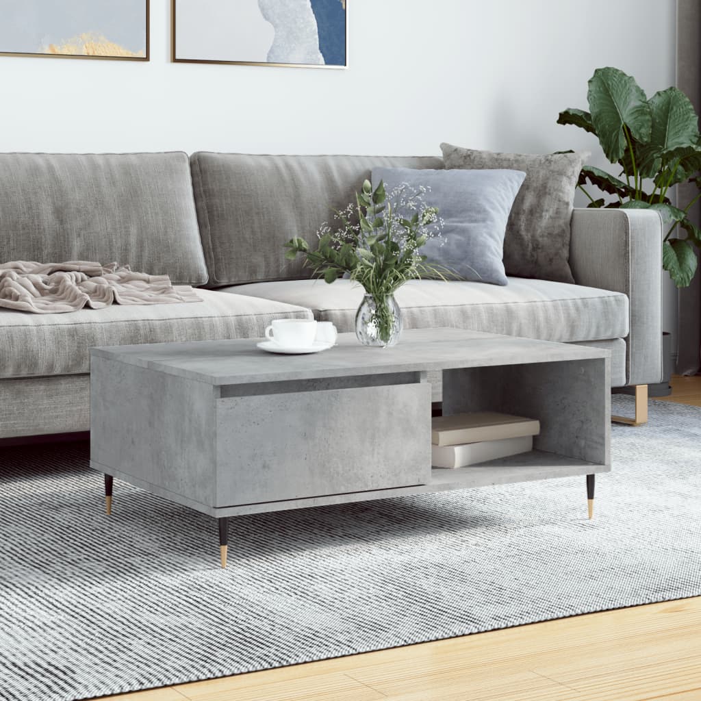 Sofabord betongrå 90x60x35 cm træmateriale
