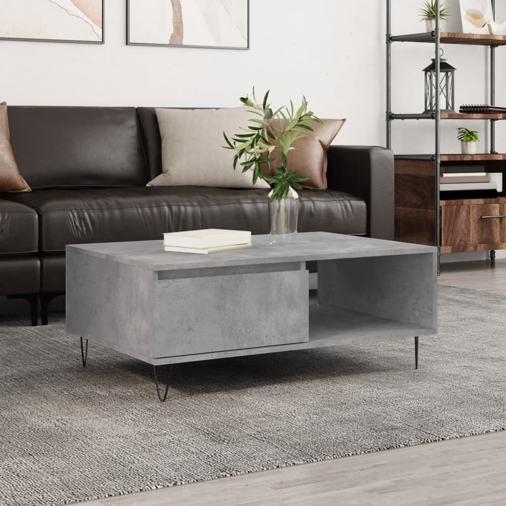 Sofabord betongrå 90x60x35 cm træmateriale