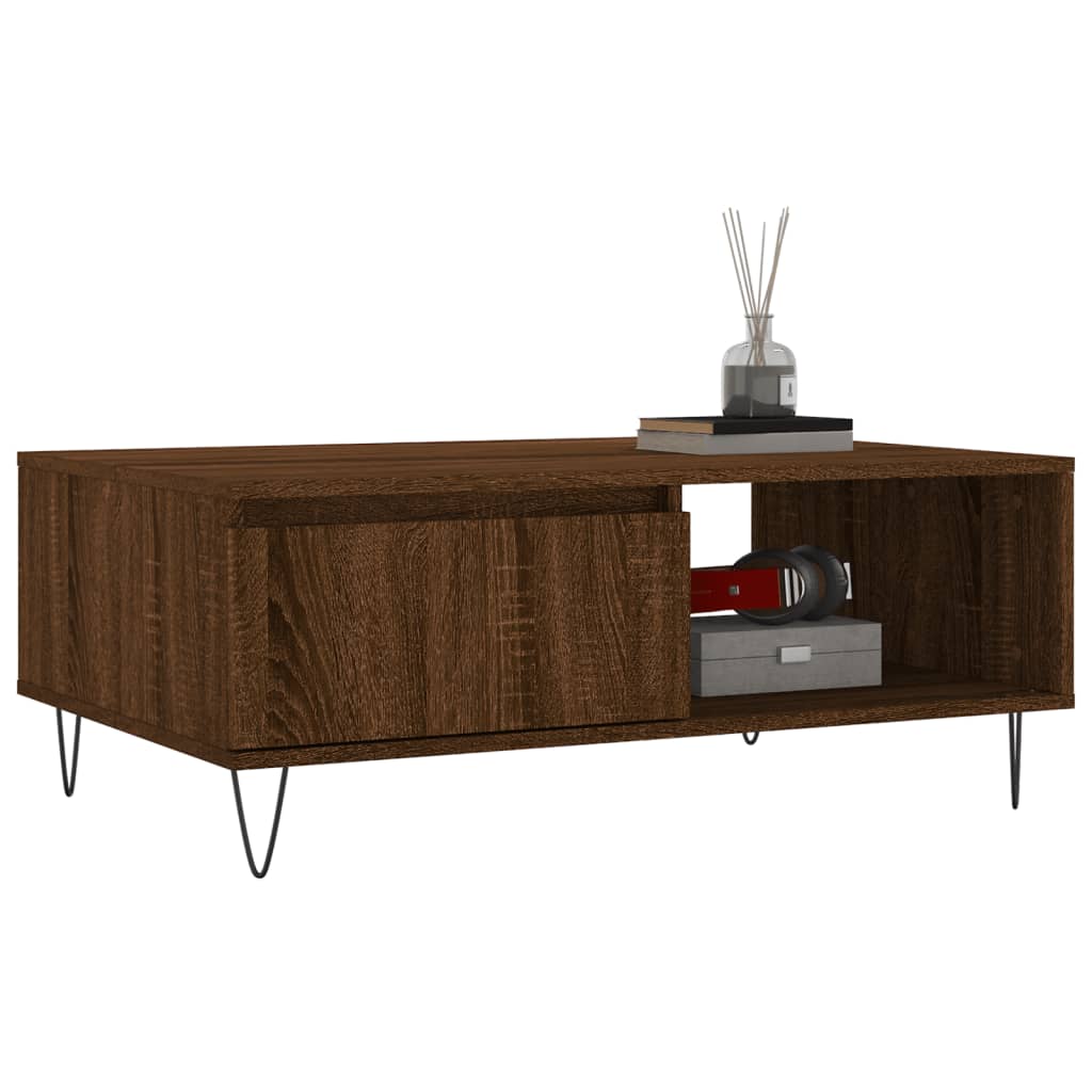 Sofabord brun eg look 90x60x35 cm træmateriale