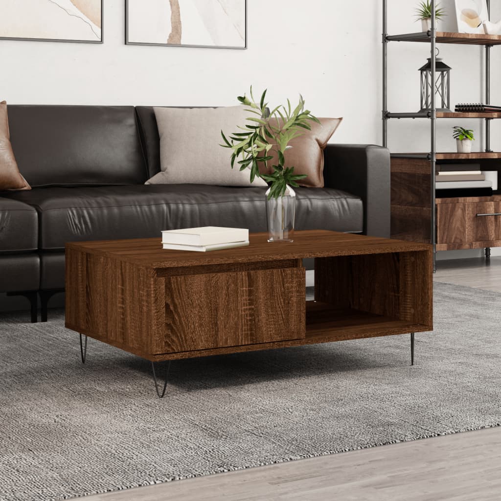 Sofabord brun eg look 90x60x35 cm træmateriale