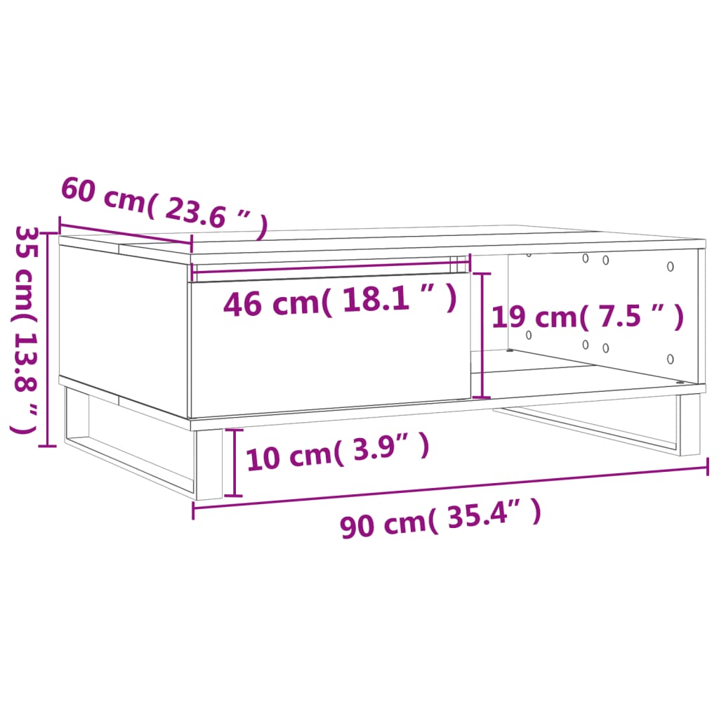 Sofabord Brun Eg Look 90x60x35 cm Træmateriale