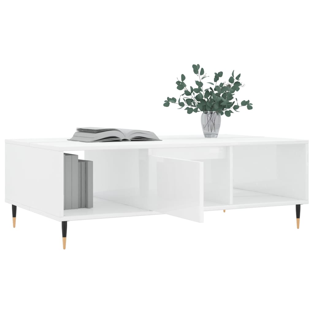 Sofabord højglans hvid 104x60x35 cm træmateriale
