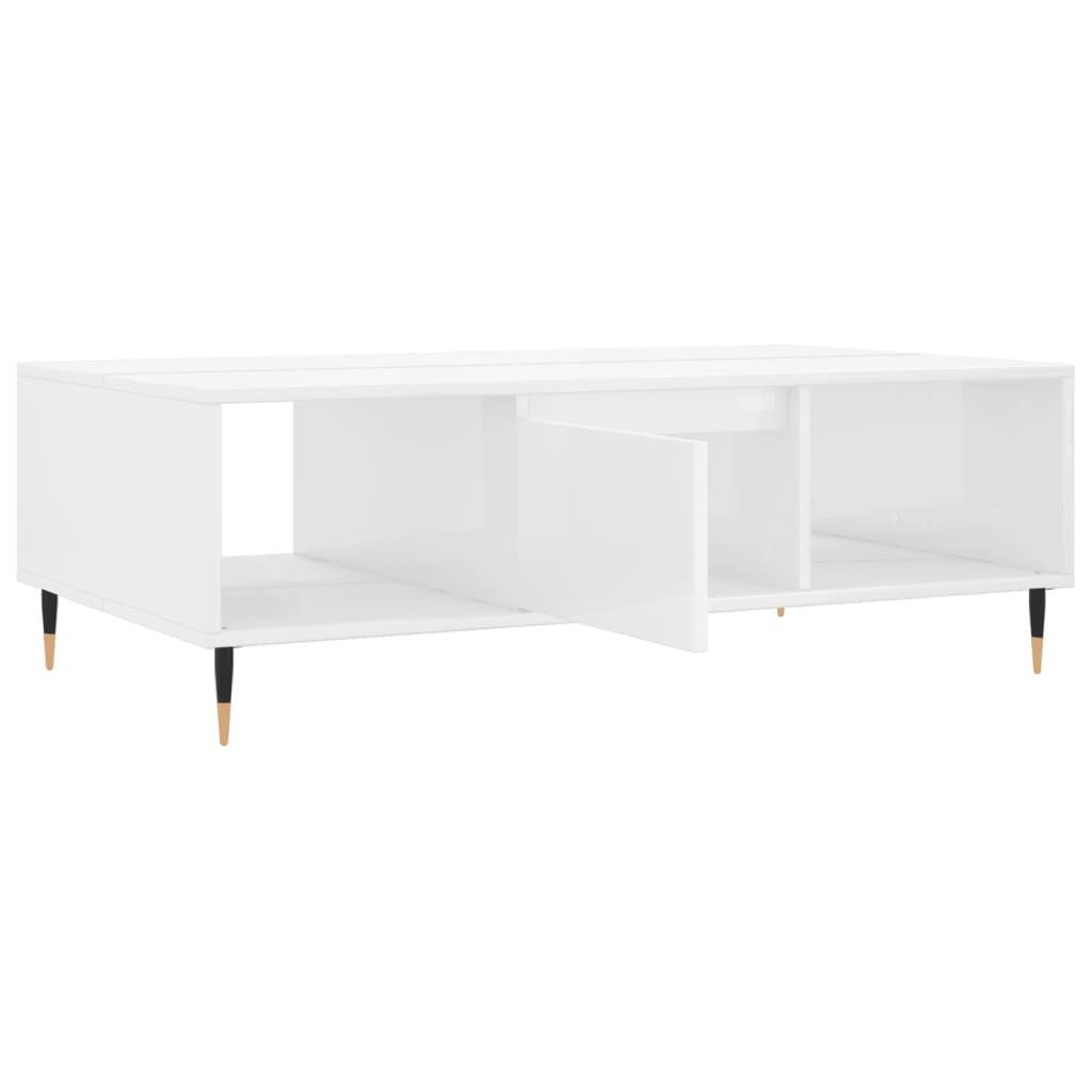 Sofabord højglans hvid 104x60x35 cm træmateriale