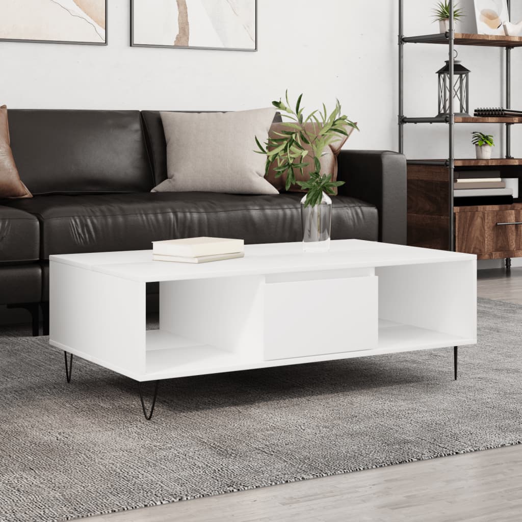 Sofabord Hvid 104x60x35 cm Træ Materiale