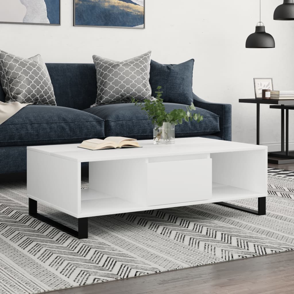 Sofabord Hvid 104x60x35 cm Træ Materiale