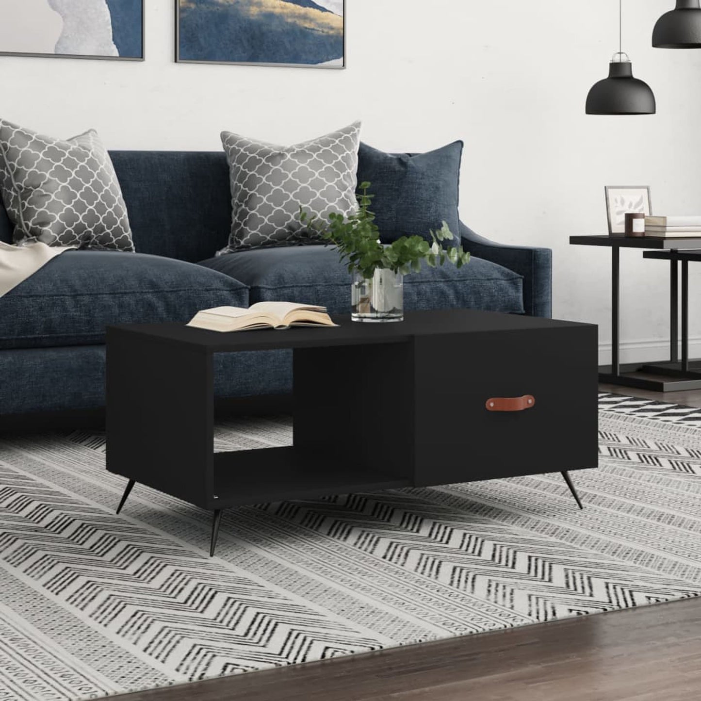 Sofabord Sort 90x50x40 cm Træ Materiale