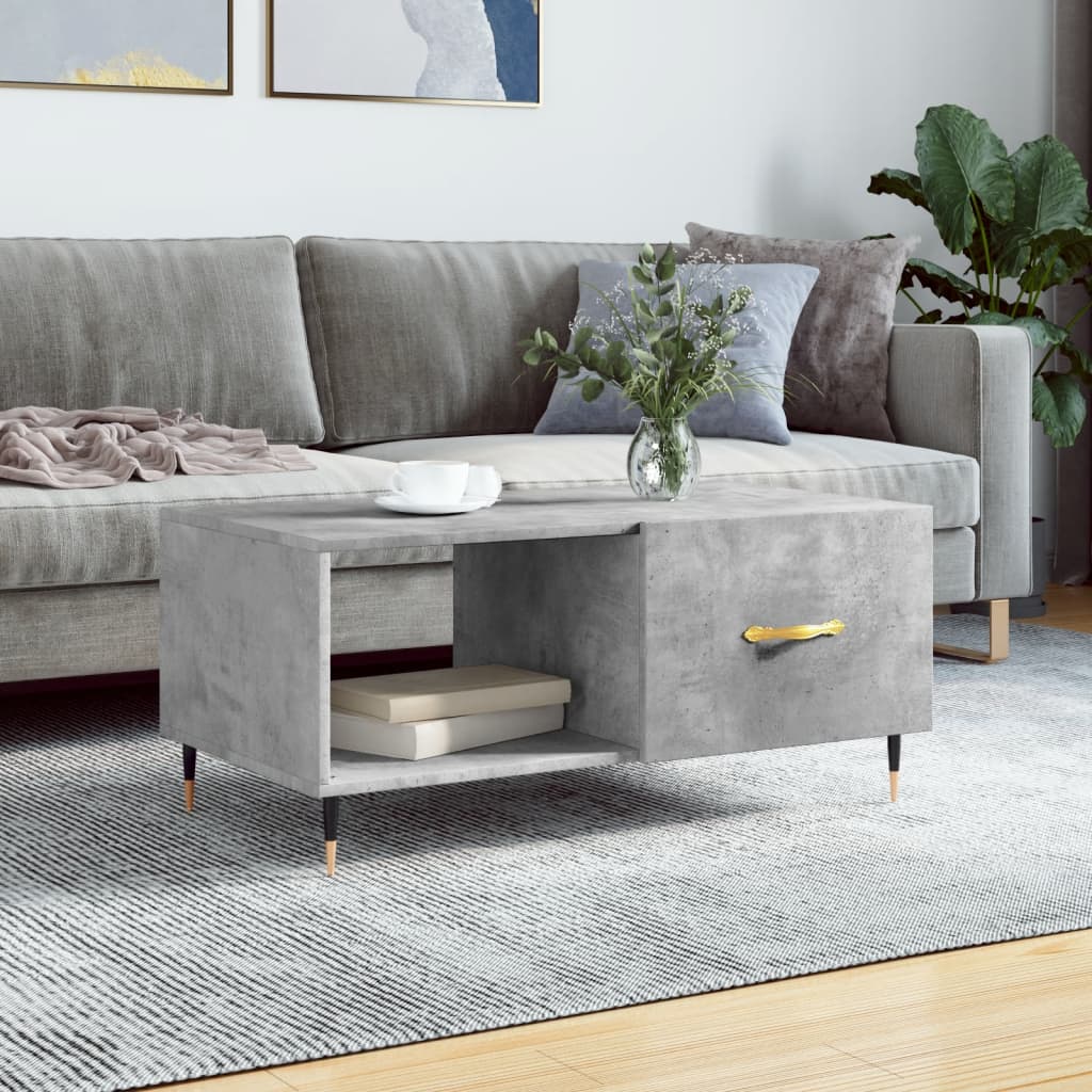 Sofabord betongrå 90x50x40 cm træmateriale