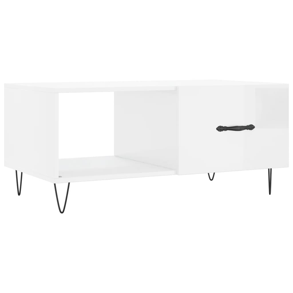 Sofabord højglans hvid 90x50x40 cm træmateriale
